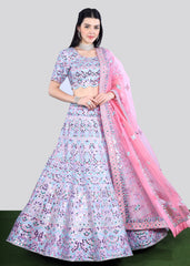 Lavender Pink Mirrorwork Lehenga Set