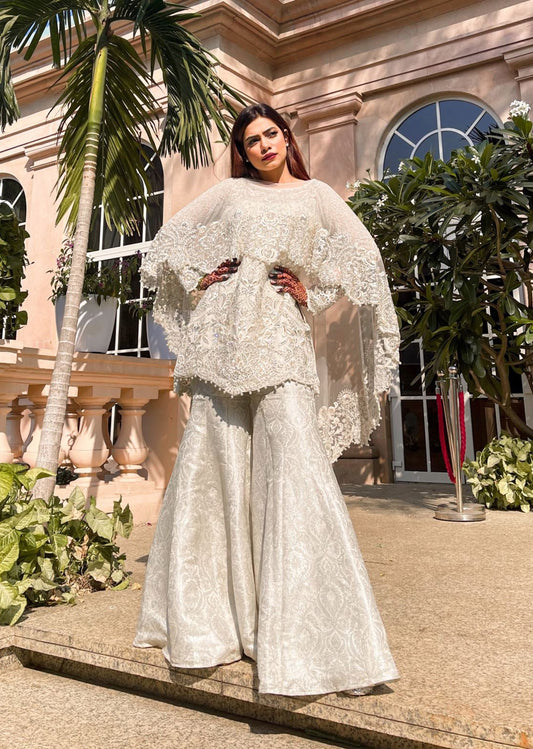 Nagma Mirajkar -  Ivory Brocade Garara Set