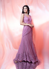 Pink Saree With Crystal