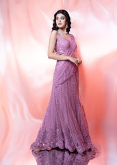 Pink Saree With Crystal
