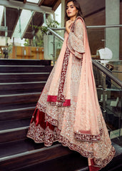 Peach And Maroon Anarkali Lehenga