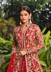 Maroon Red Anarkali Lehenga Set