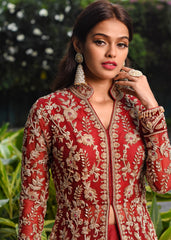 Maroon Red Anarkali Lehenga Set