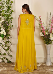 Yellow Mirrorwork Palazzo Jacket Set