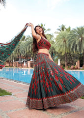 Deep Forest Mirrorwork Lehenga Set