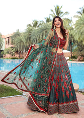 Deep Forest Mirrorwork Lehenga Set