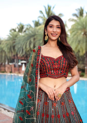 Deep Forest Mirrorwork Lehenga Set
