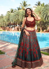 Deep Forest Mirrorwork Lehenga Set
