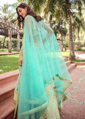 Mint Turquoise Shimmer Mirrorwork Lehenga Set