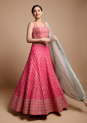 Fuchsia Pink Butti Lehenga Set