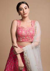 Fuchsia Pink Butti Lehenga Set