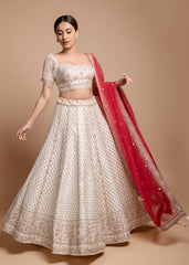 Ivory Abstract Lehenga Set