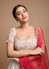 Ivory Abstract Lehenga Set