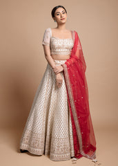Ivory Abstract Lehenga Set