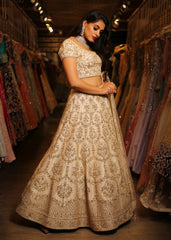 Ivory Honeycomb Lehenga Set
