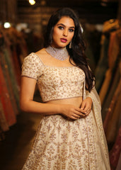 Ivory Honeycomb Lehenga Set