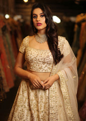 Ivory Honeycomb Lehenga Set