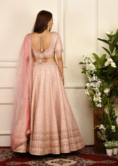 Blush Pink Geometric Zardozi Lehenga Set