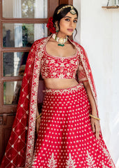 Carmine Red Floral Bagh Lehenga Set