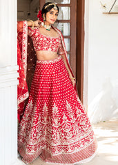 Carmine Red Floral Bagh Lehenga Set