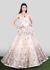 Blush Peplum Floral Gown