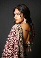 Forest Green Velvet Persian Lehenga Set