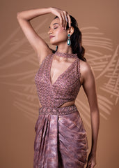 Mauve Glimmer Drape Gown