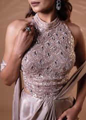 Champagne Luxe Drape Gown