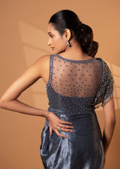 Charcoal Grey Cape Drape Gown