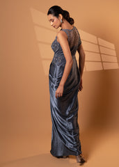 Charcoal Grey Cape Drape Gown