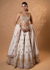 Ivory and Blush Pink Bridal Lehenga