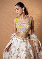 Ivory and Blush Pink Bridal Lehenga