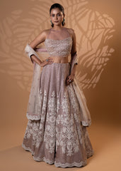 Dusty Rose Embroidered Lehenga Set