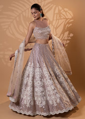 Dusty Rose Embroidered Lehenga Set