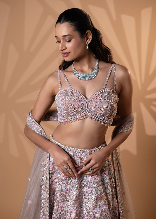 Blush Pink Embroidered Lehenga Set