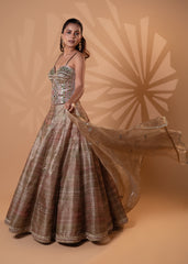 Metallic Gold Mirror Work Lehenga Set
