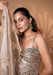 Metallic Gold Mirror Work Lehenga Set