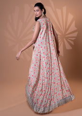 Nude Beige Embroidered Pleated Lehenga Set