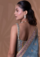 Mauve Pink Embroidered Lehenga Set with Powder Blue Dupatta