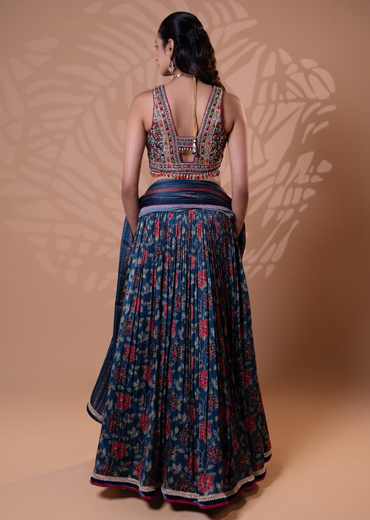 Midnight Bloom Embroidered Lehenga