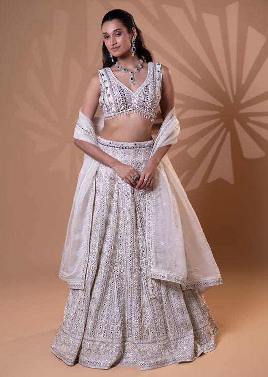 Ivory Embellished Bridal Lehenga Set