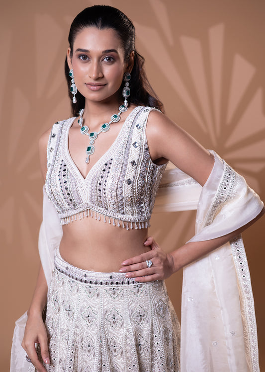 Ivory Embellished Bridal Lehenga Set