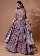 Lavender Mirror Embroidered Lehenga Set