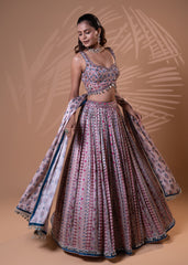Lavender Mirror Embroidered Lehenga Set