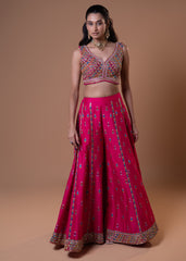Rani Pink Embroidered Plazo Set