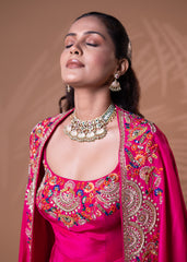 Rani Pink Embroidered Cape Gown