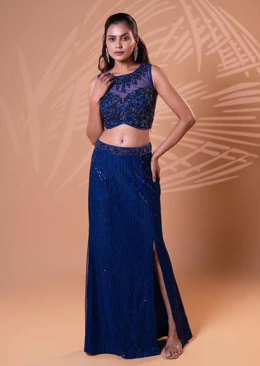 Midnight Sparkle Slit Lehenga Set