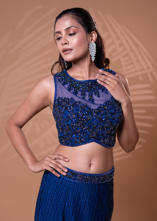Midnight Sparkle Slit Lehenga Set