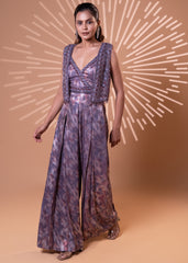 Mauve Metallic Wrap Jumpsuit