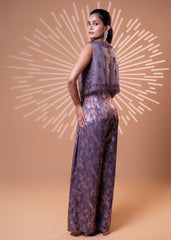 Mauve Metallic Wrap Jumpsuit